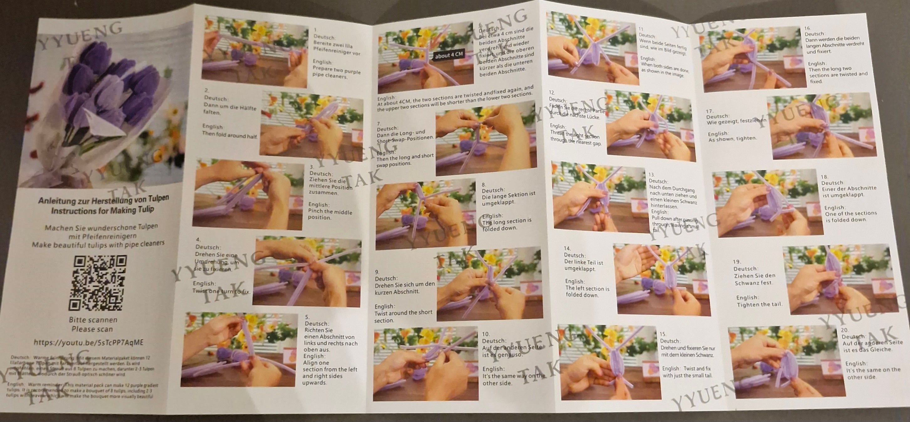 Kit DIY Tulipes en Fil Chenille Rose – 200 Pièces | Kit Créatif Fleurs