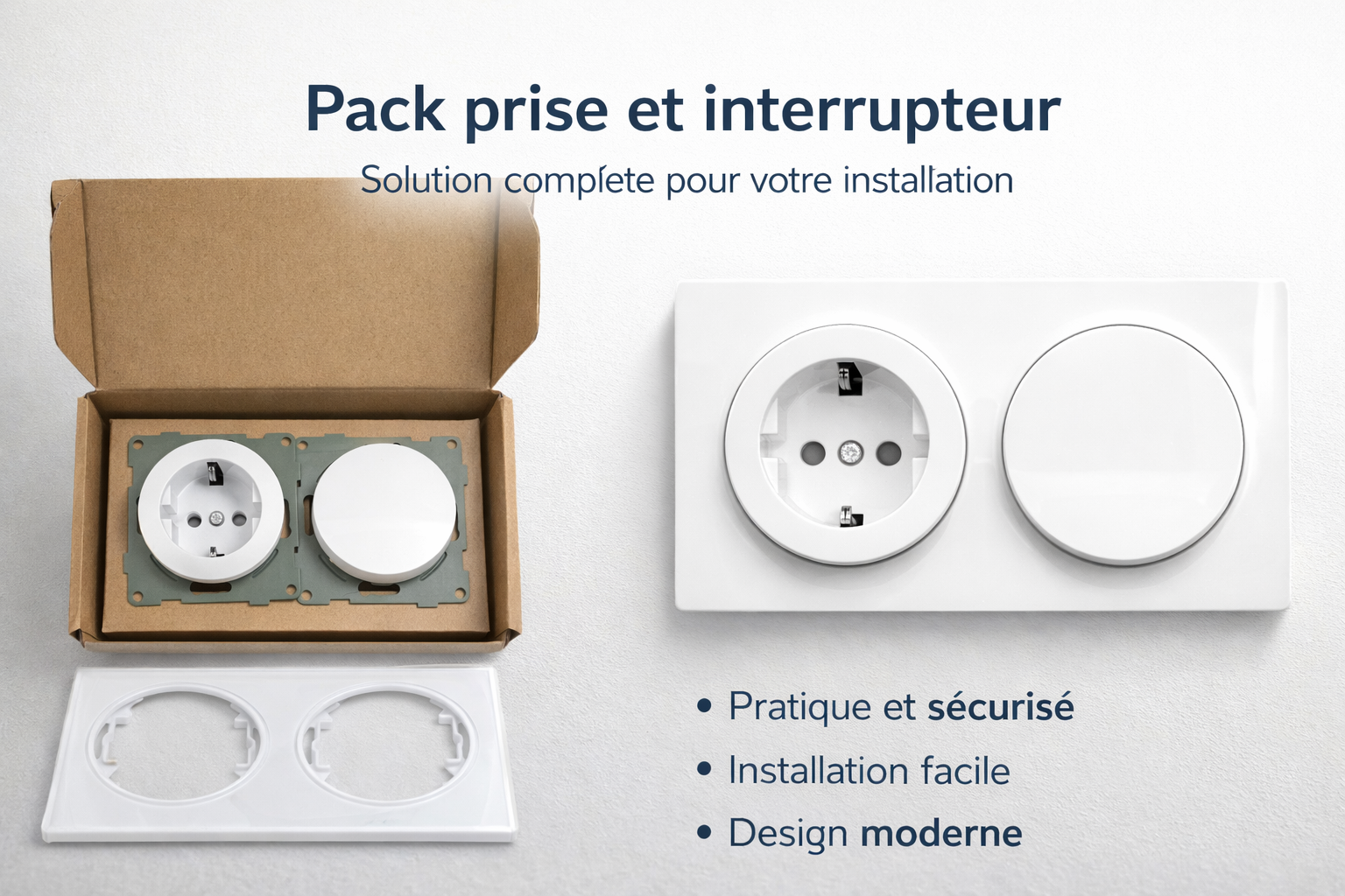 Pack prise et interrupteur mural